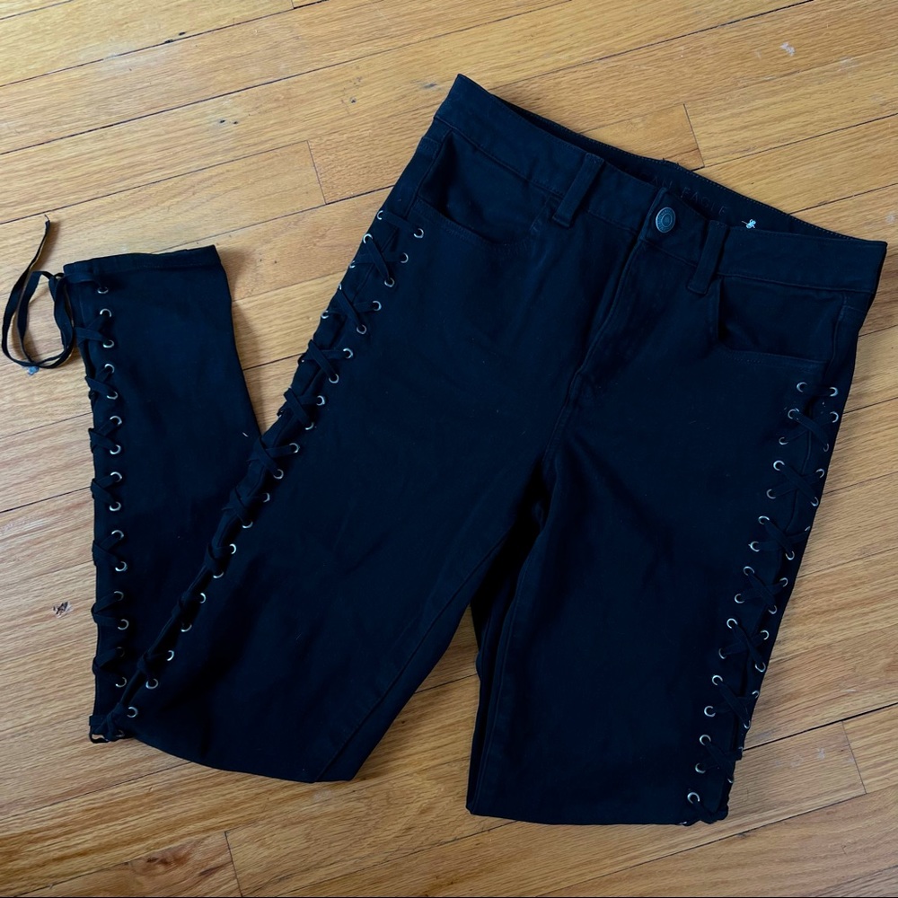 AE Black Lace Up Jeans